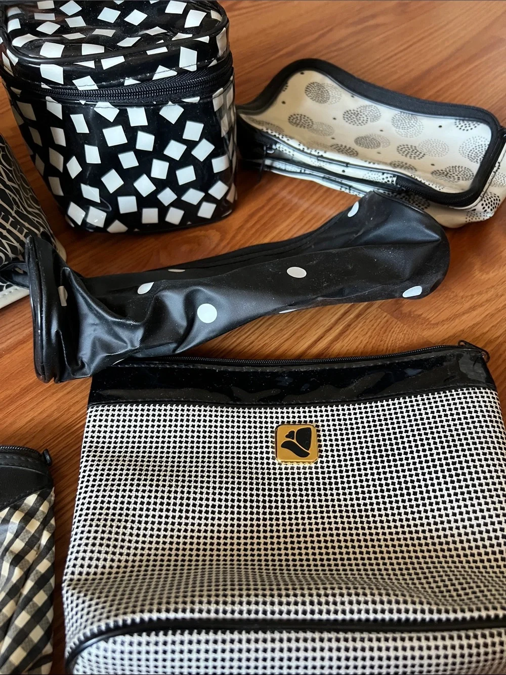 Bundle of six vintage Lancome makeup bags